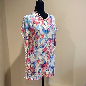 Betsey Johnson Blue and Pink Swim Coverup